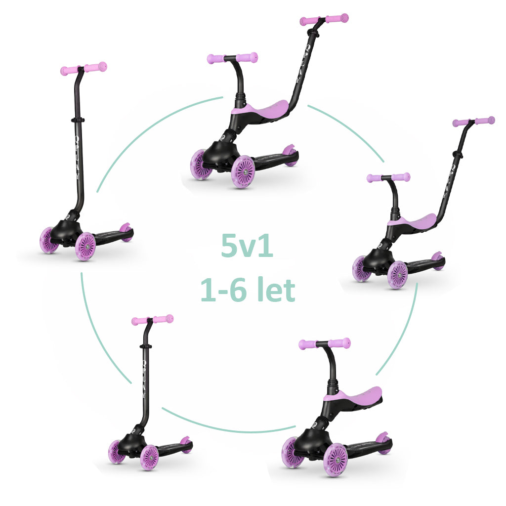 QPlay bicicleta si trotineta 2in1 Sema Evo LED 1-6 ani Violet Imagine principală a produsului