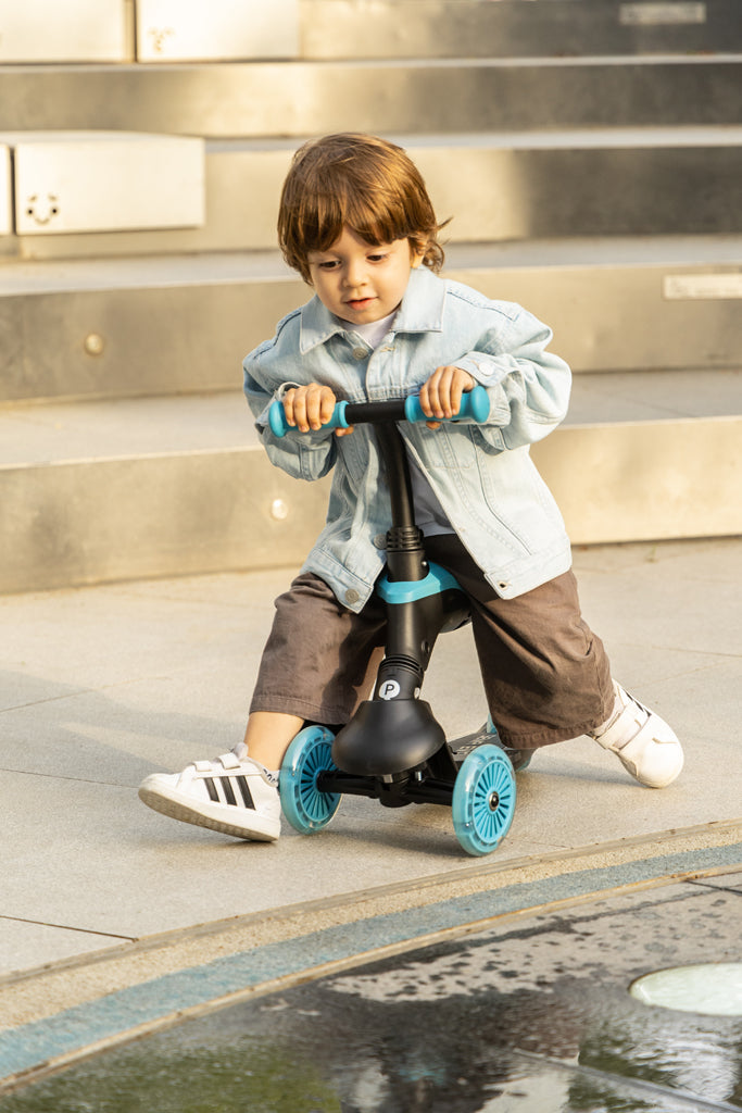 QPlay bicicleta si trotineta 2in1 Sema Evo LED 1-6 ani Sky Blue