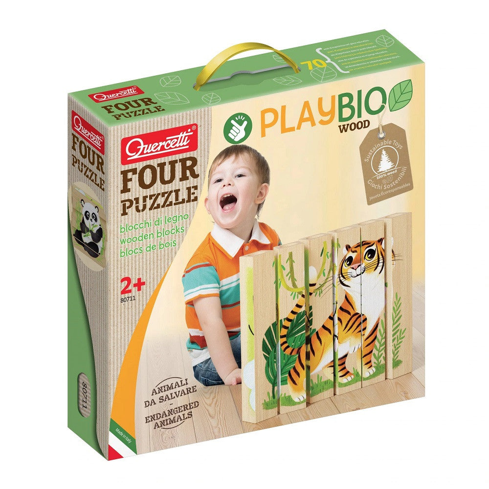 Quercetti Four Puzzle Bio 2 ani+, Animale Salbatice