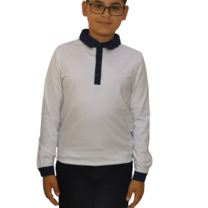 Uniforma camas baieti Roma cu maneca lunga Alb-blue