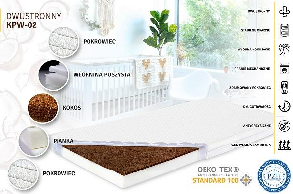 Saltea burete-cocos 120x60x10 cm pentru patuturi copii 
