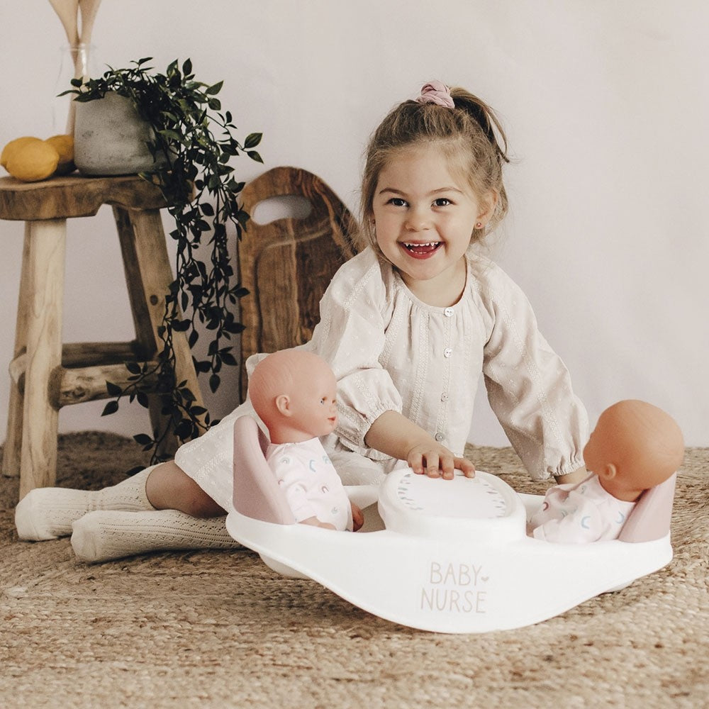 Smoby Scaun de masa pentru papusi Baby Nurse Twin 2in1 2 ani+ Maro