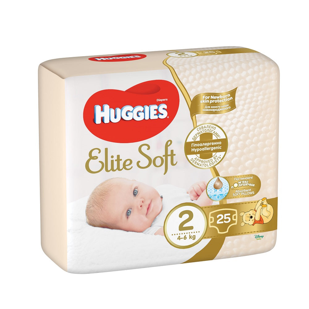 Huggies scutece copii Elite Soft 2 pentru 4-6 kg, 25 buc Imagine principală a produsului