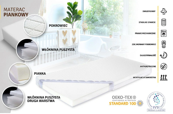 Senna saltea patut burete 140x70x10 cm