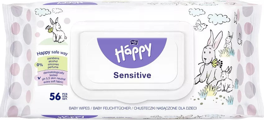 Happy servetele umede Sensitive 56 buc