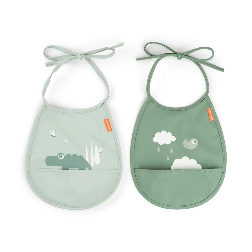 Done by Deer set 2 bavetici cu buzunar 3m+ Croco Green Imagine principală a produsului