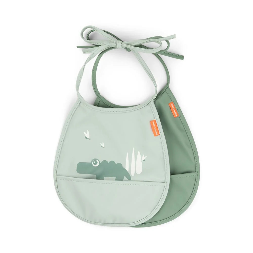 Done by Deer set 2 bavetici cu buzunar 3m+ Croco Green Imagine secundară a produsului