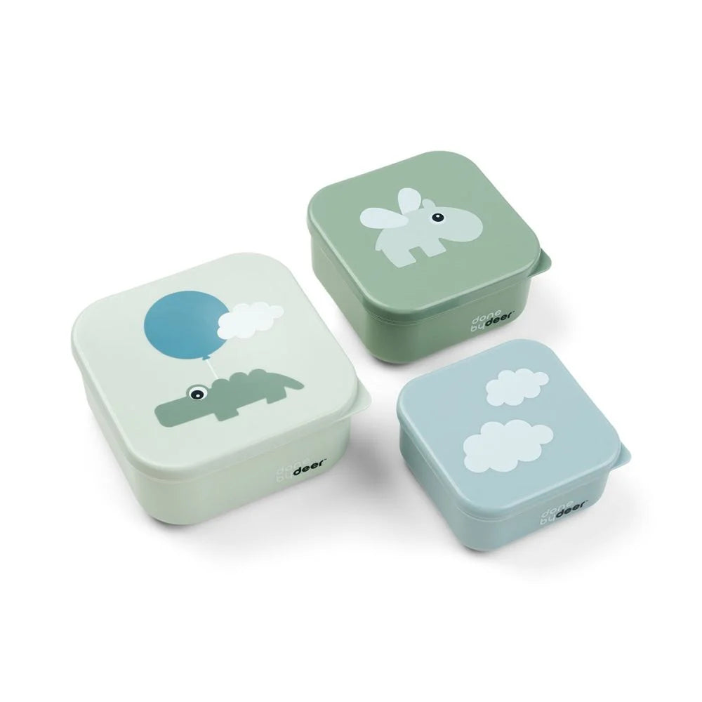 Done by Deer set 3 caserole pentru gustari 0m+ Happy Clouds Green