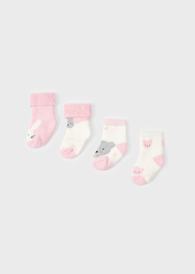 Mayoral set 4 sosete fete 0-18 luni, Baby pink Imagine principală a produsului