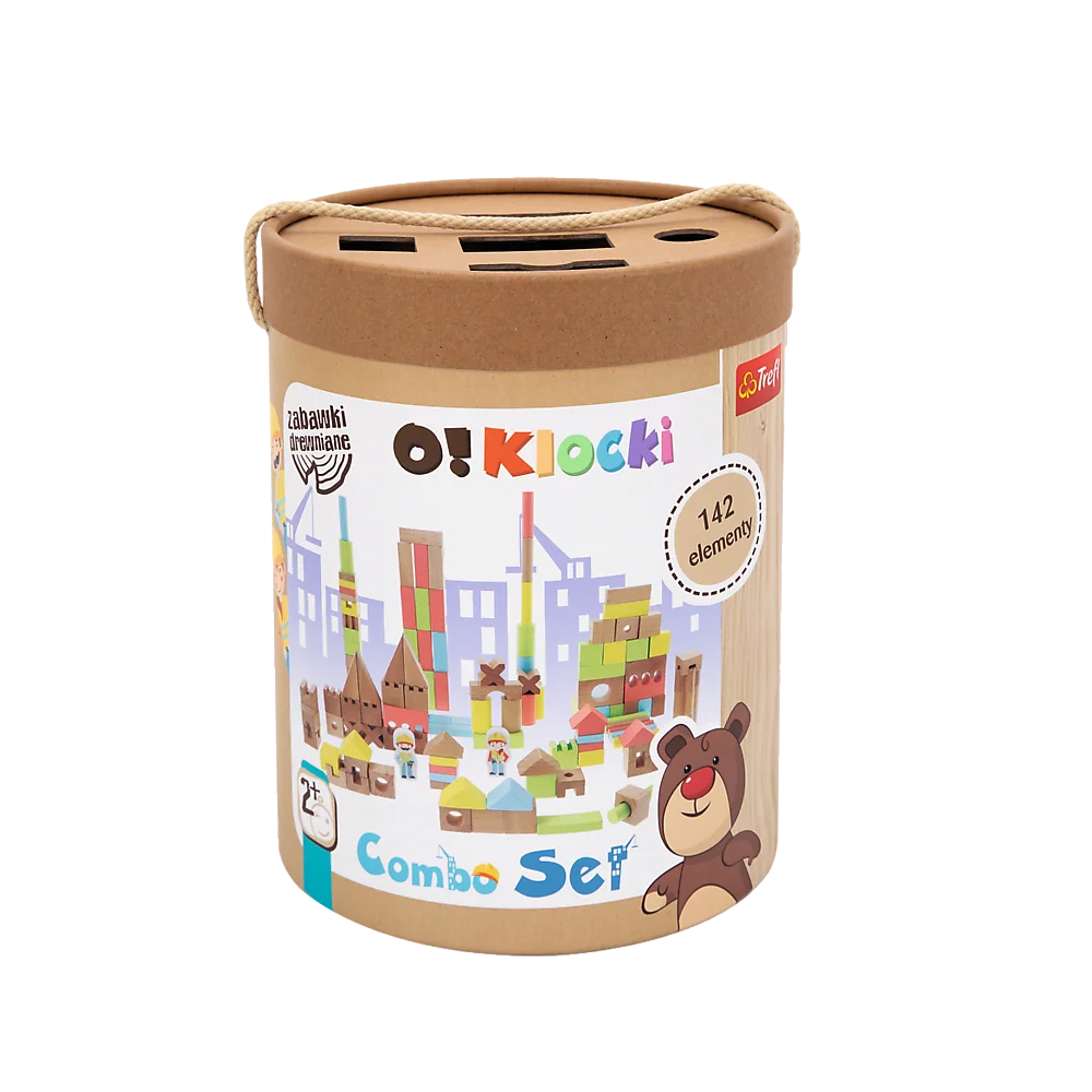 Trefl  Wooden jucarie din lemn set de constructii 2 ani+ O!Klocki Combo set