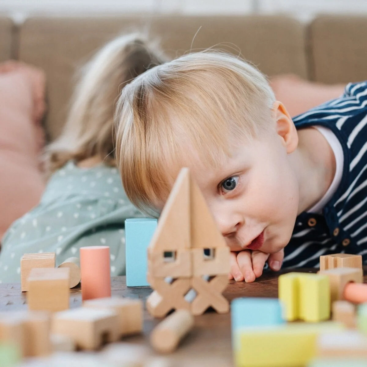 Trefl  Wooden jucarie din lemn set de constructii 2 ani+ O!Klocki Combo set