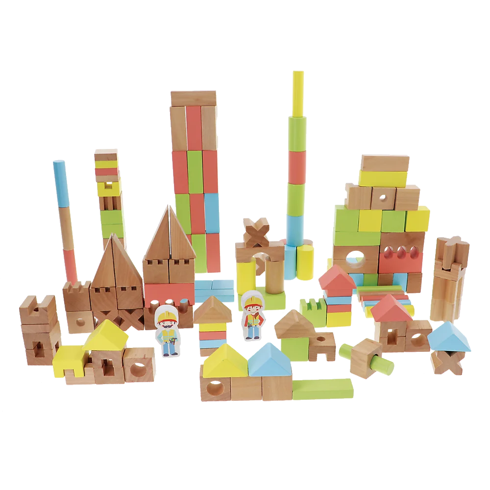 Trefl  Wooden jucarie din lemn set de constructii 2 ani+ O!Klocki Combo set