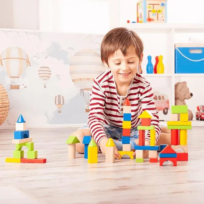 Trefl Wooden jucarie din lemn set de constructii 12m+ 50 piese