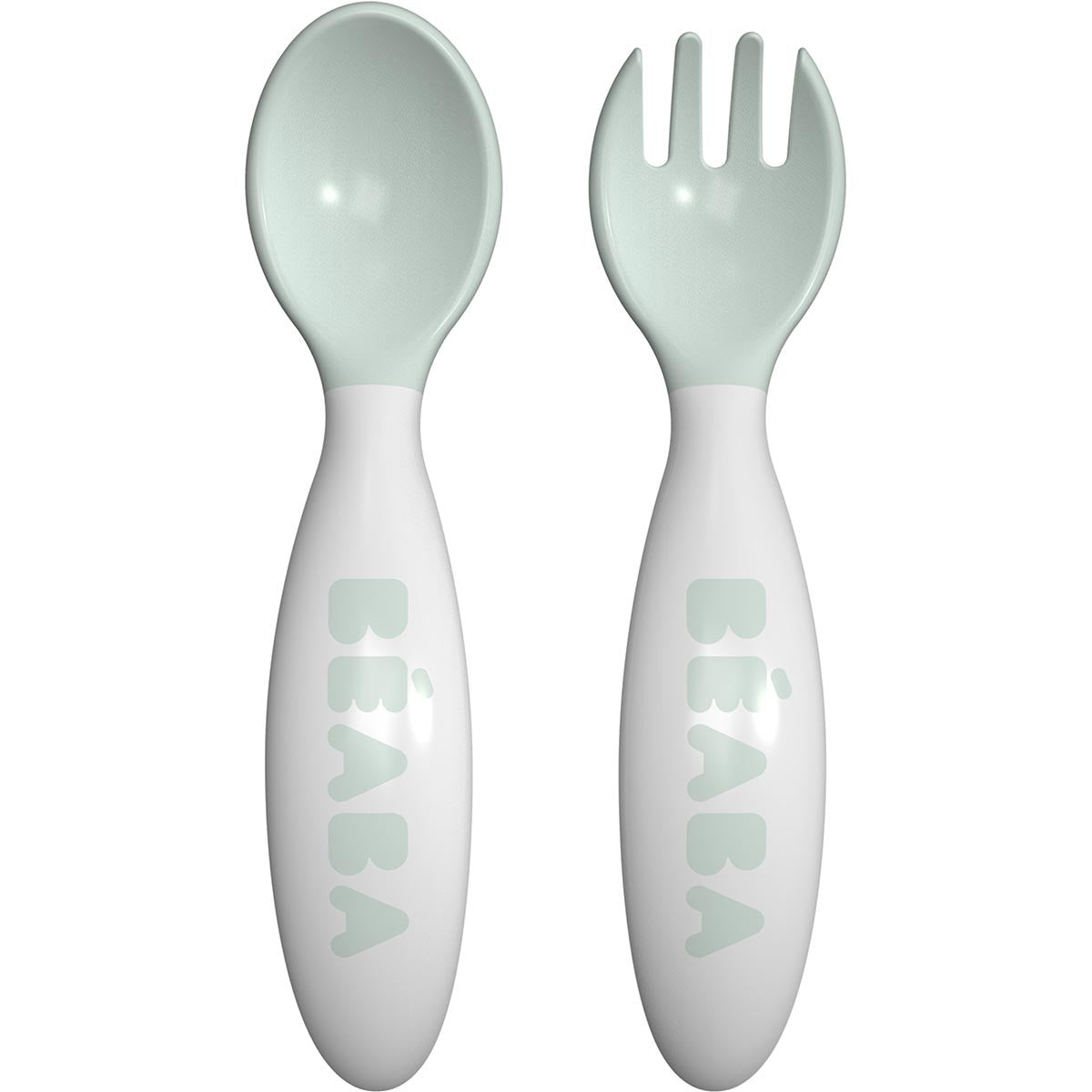 Beaba set lingurita si furculita ergonomica, Bleu Pastel