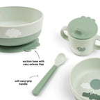 Done by Deer set pentru primele mese cu ventuza Foodie 0m+ Happy Clouds Green