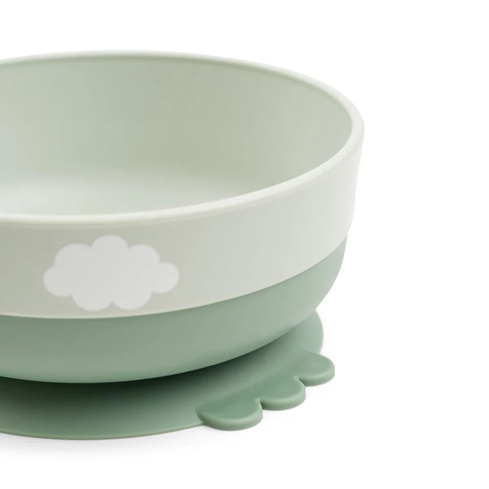 Done by Deer set pentru primele mese cu ventuza Foodie 0m+ Happy Clouds Green