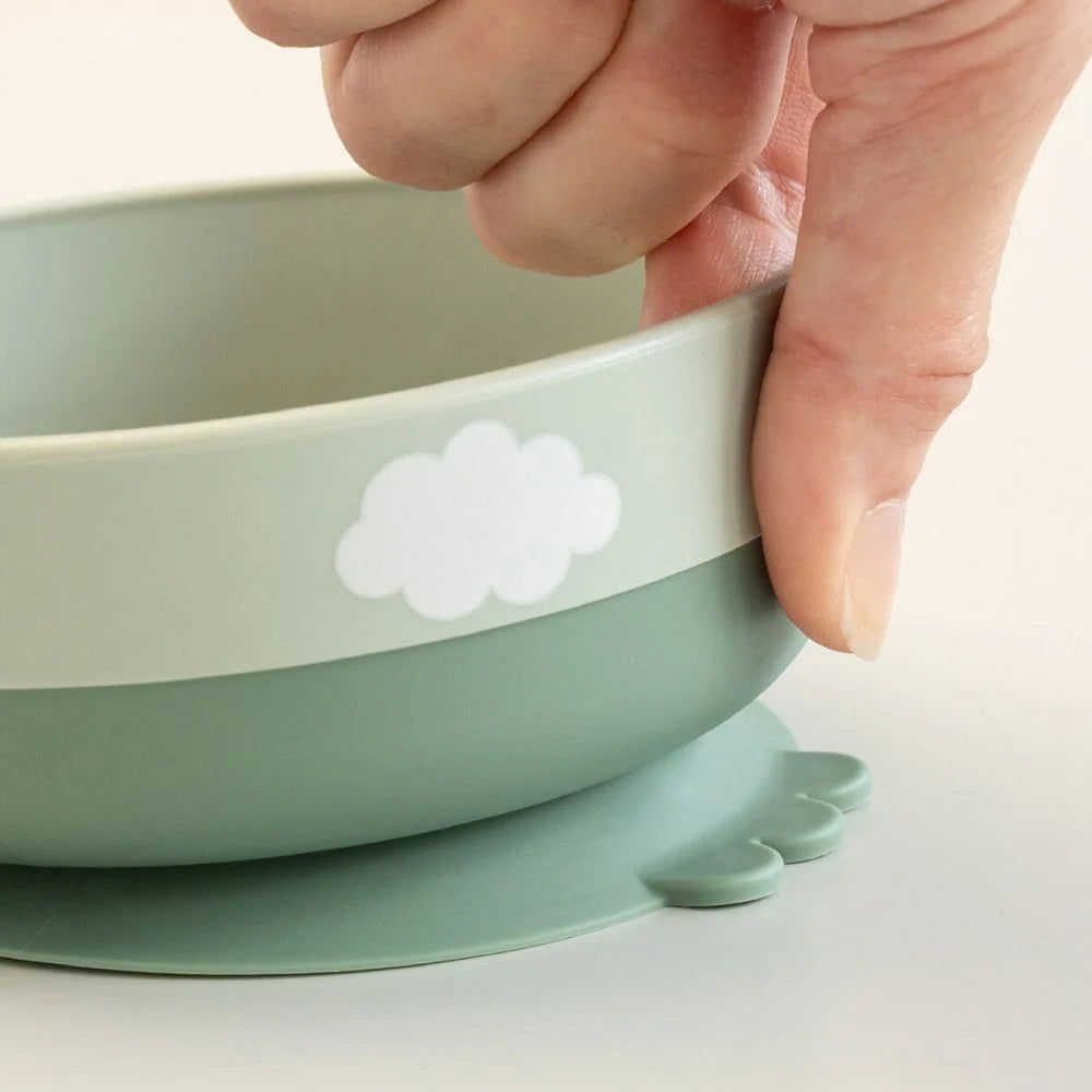 Done by Deer set pentru primele mese cu ventuza Foodie 0m+ Happy Clouds Green