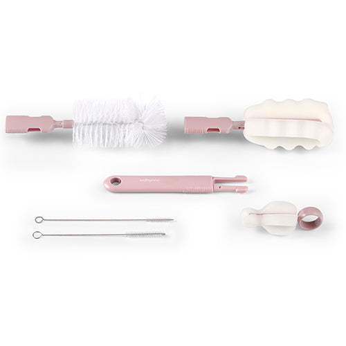 Baby Ono set perie pentru curatarea biberoanelor si tetinelor 0m+ Roz pudra Imagine secundară a produsului