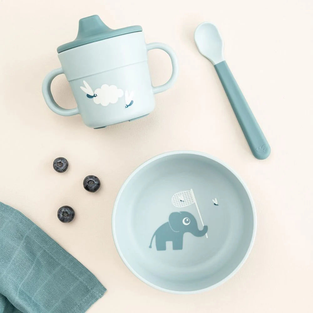 Done by Deer set pentru primele mese cu ventuza Foodie 0m+ Elphee Blue