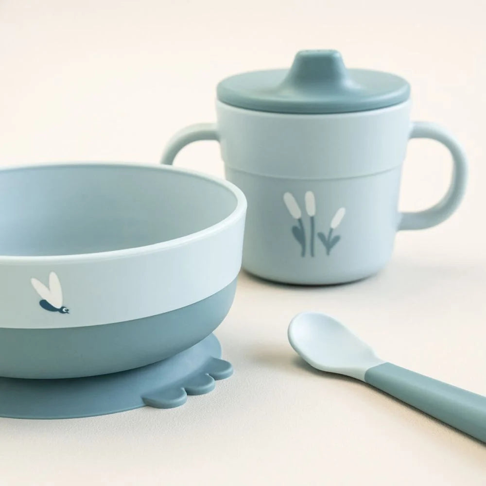 Done by Deer set pentru primele mese cu ventuza Foodie 0m+ Elphee Blue