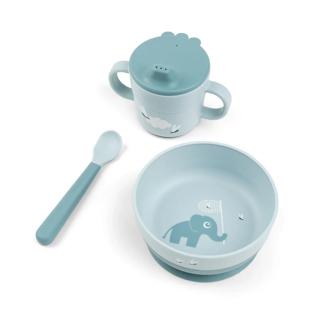 Done by Deer set pentru primele mese cu ventuza Foodie 0m+ Elphee Blue Imagine principală a produsului