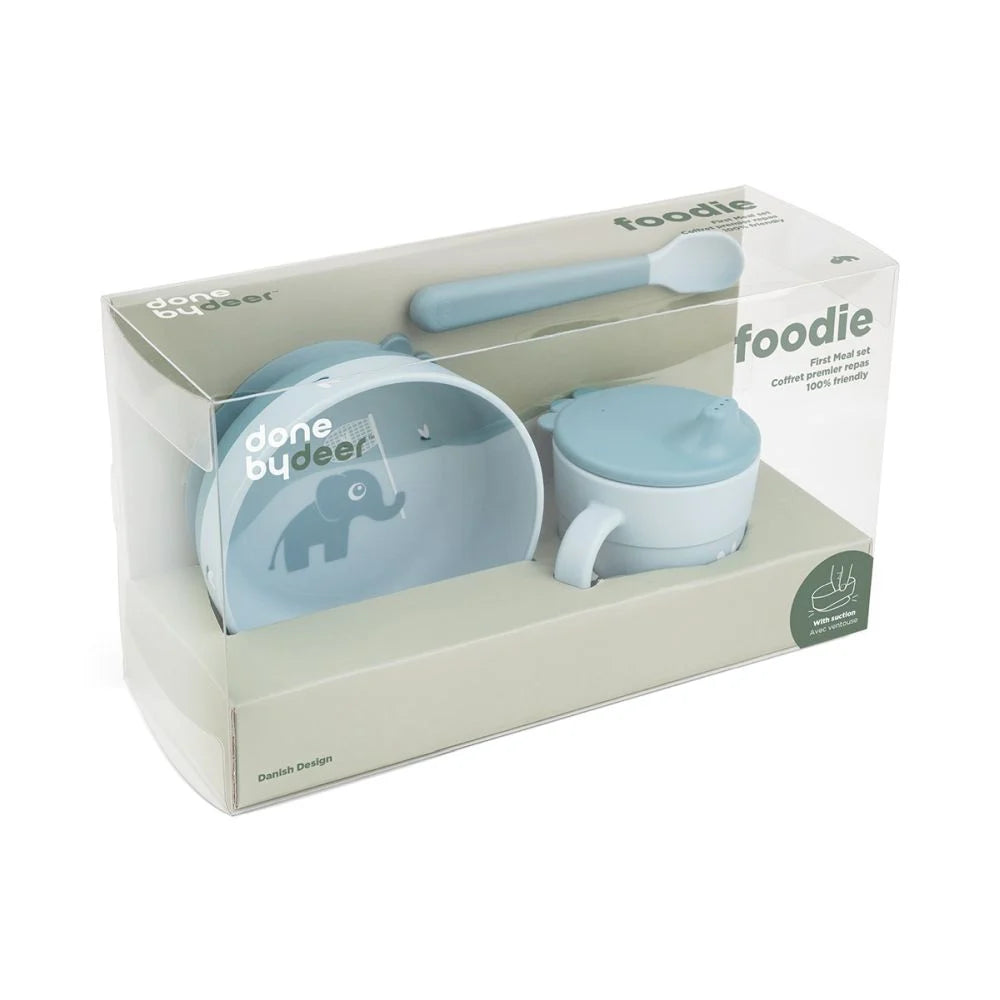 Done by Deer set pentru primele mese cu ventuza Foodie 0m+ Elphee Blue