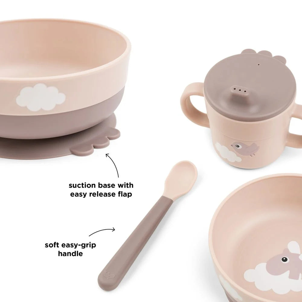 Done by Deer set pentru primele mese cu ventuza Foodie 0m+ Happy Clouds Powder