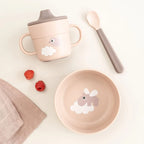 Done by Deer set pentru primele mese cu ventuza Foodie 0m+ Happy Clouds Powder