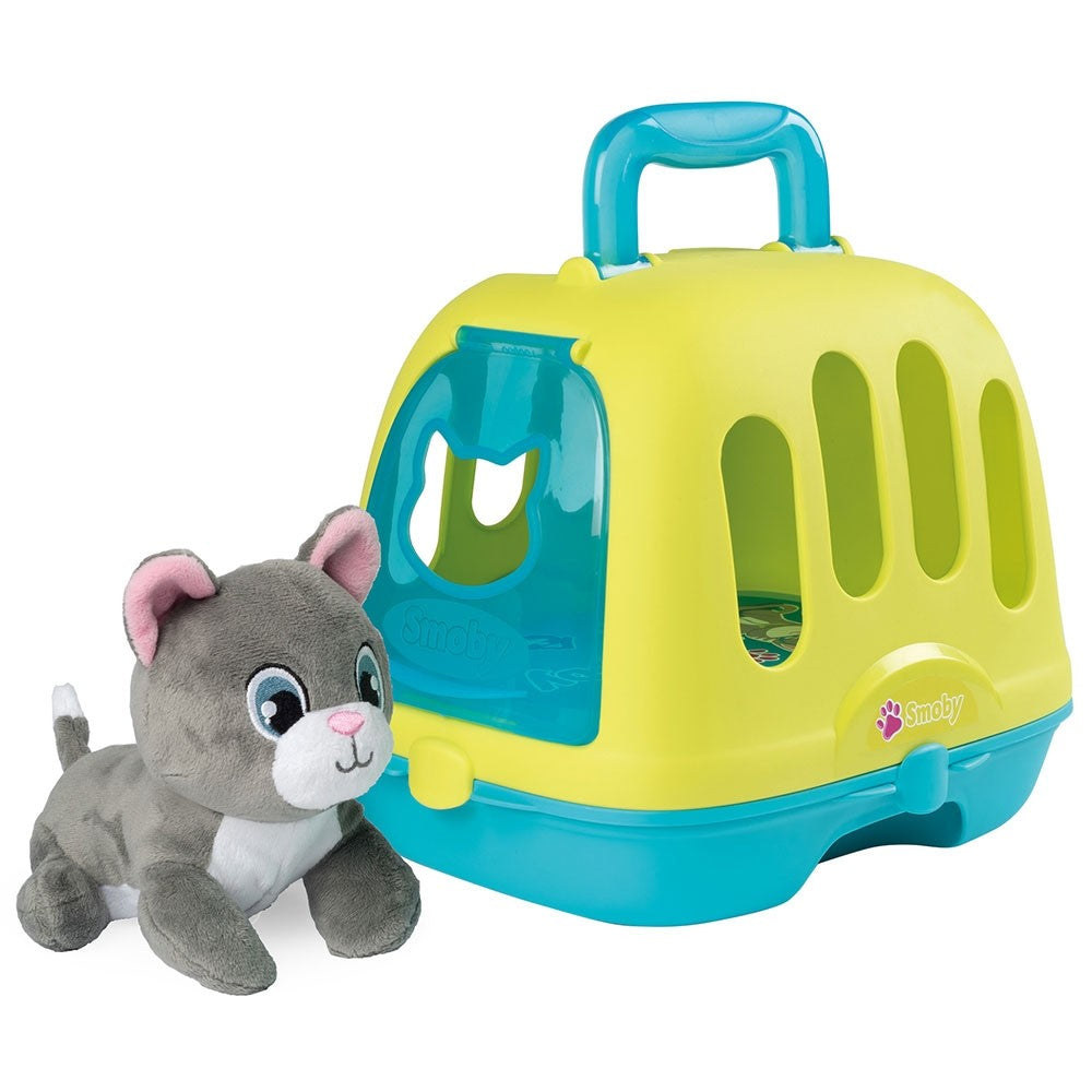 Smoby set Veterinary Case pisica cu cusca de transport si accesorii pentru 3 ani+