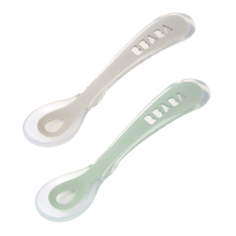 Beaba set 2 lingurite silicon 8m+ Sage Green