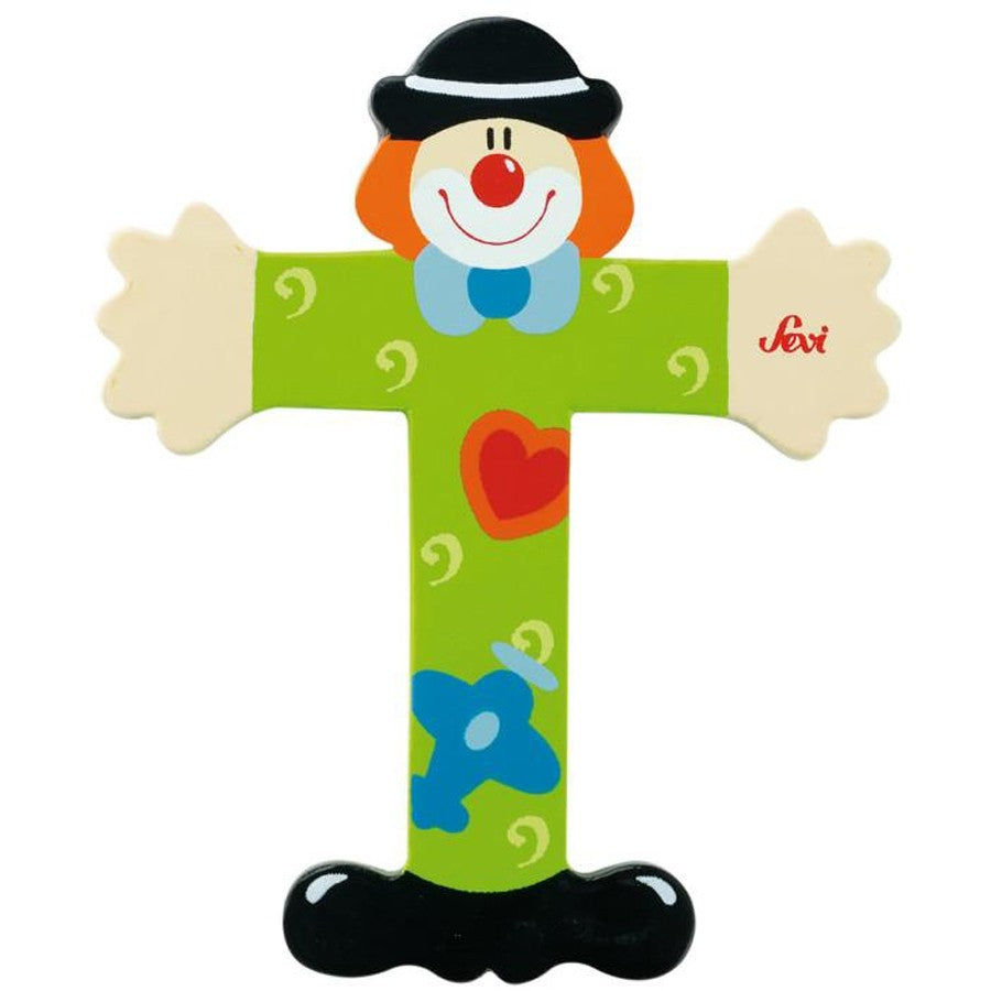 Sevi Litera din lemn cu clovn "T"