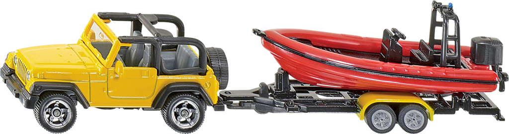 Siku Jucarie masinuta Jeep Wrangler with trailer and boat 3ani+ Imagine principală a produsului