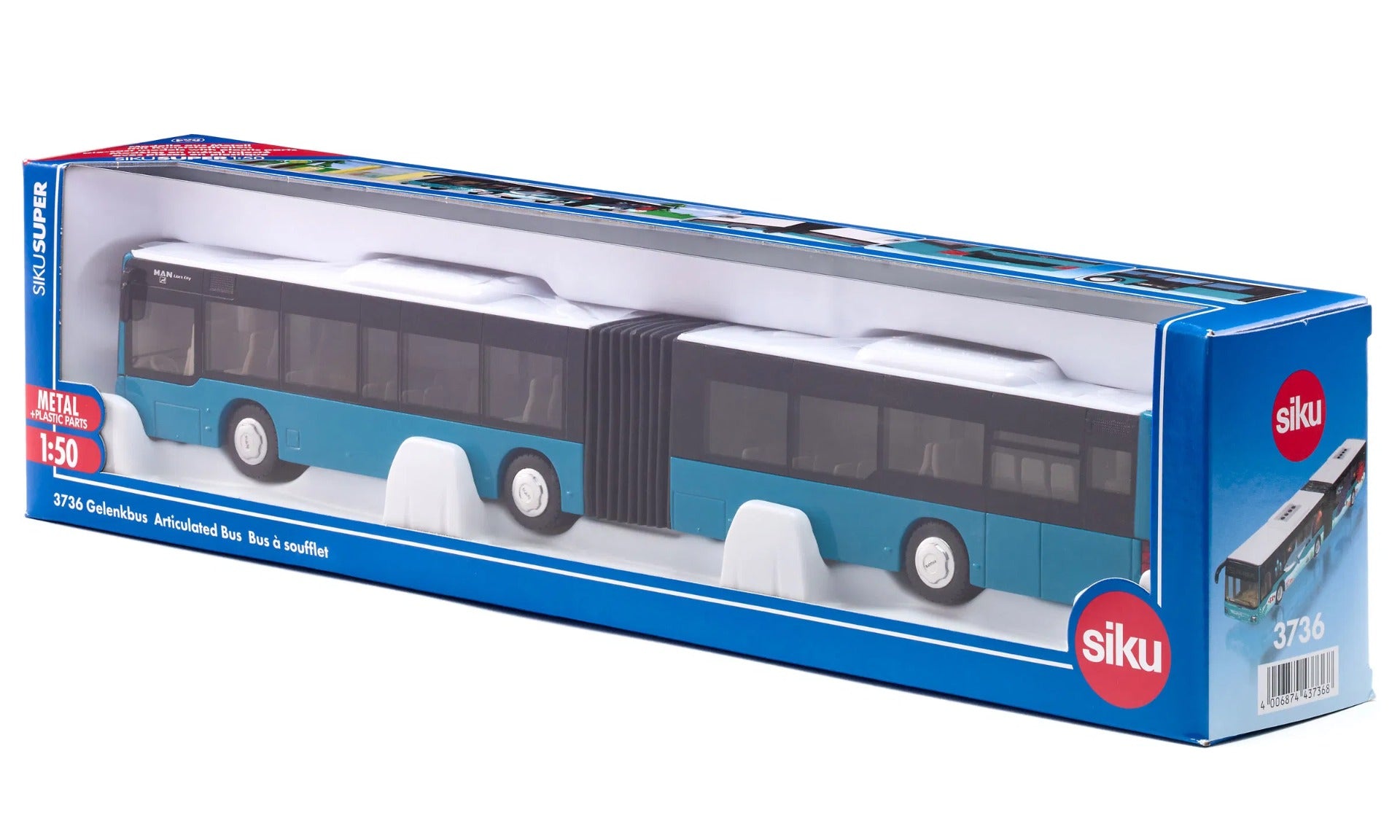 Siku jucarie autobuz MAN Lions City Articulated bus 3 ani+ Albastru