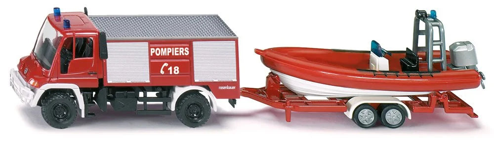 Siku Jucarie set masinute 3 ani+ Fire Engine with Boat&Trailer Imagine principală a produsului