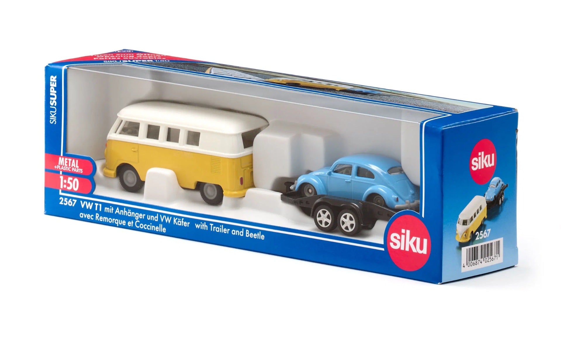 Siku jucarie VW T1 cu remorca si VW Broasca clasic 3 ani+