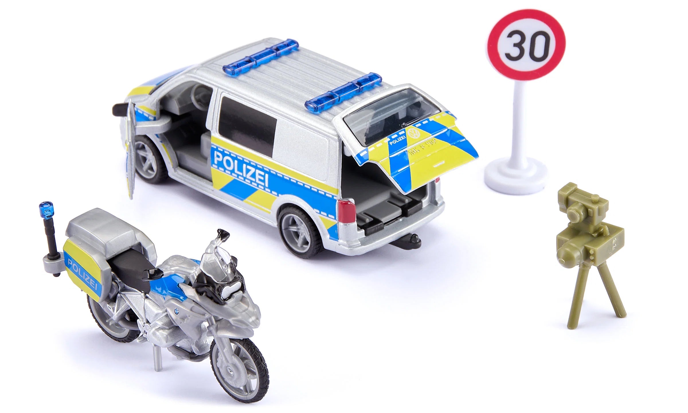 Siku masinuta VW T6 cu motocicleta BMW 3 ani+ Politie
