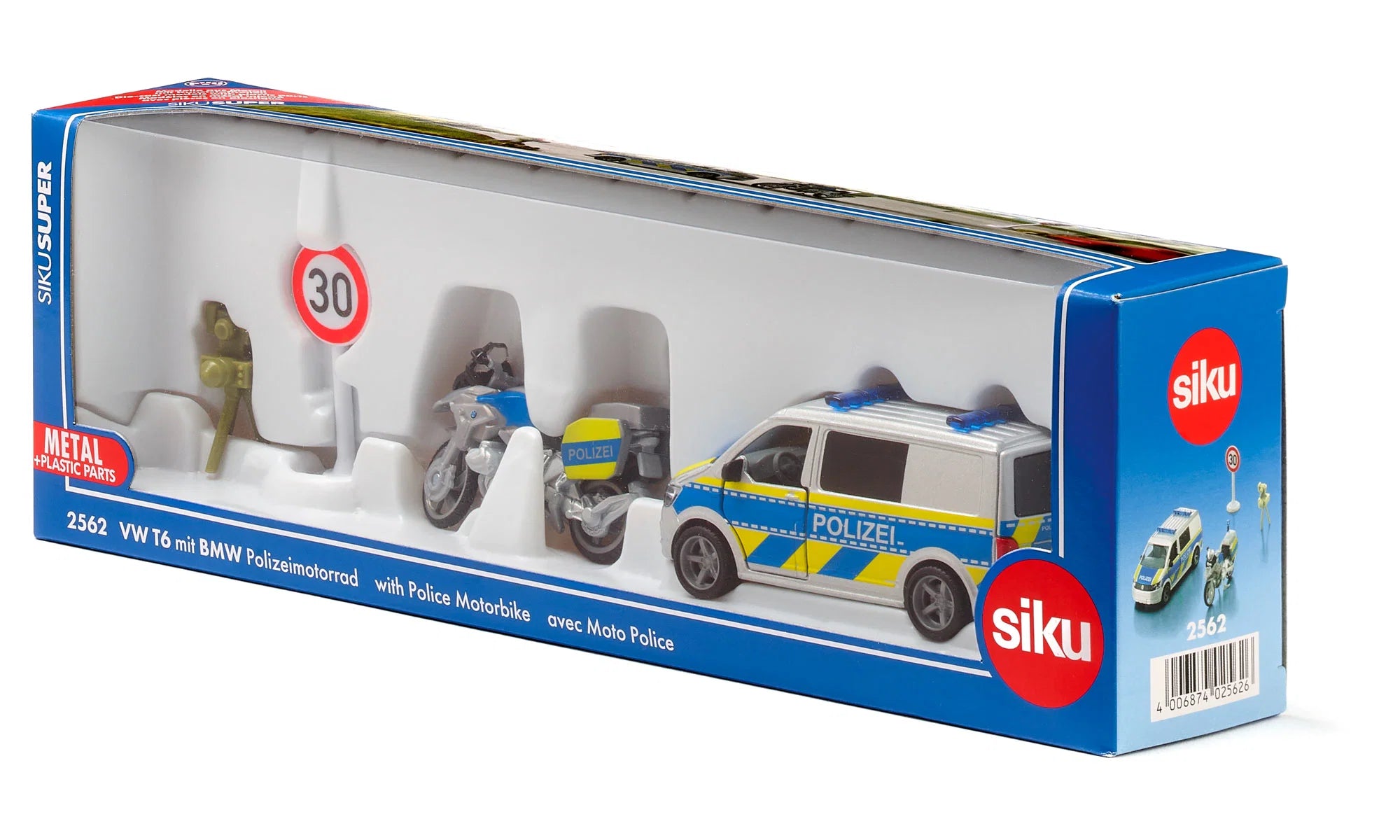 Siku masinuta VW T6 cu motocicleta BMW 3 ani+ Politie