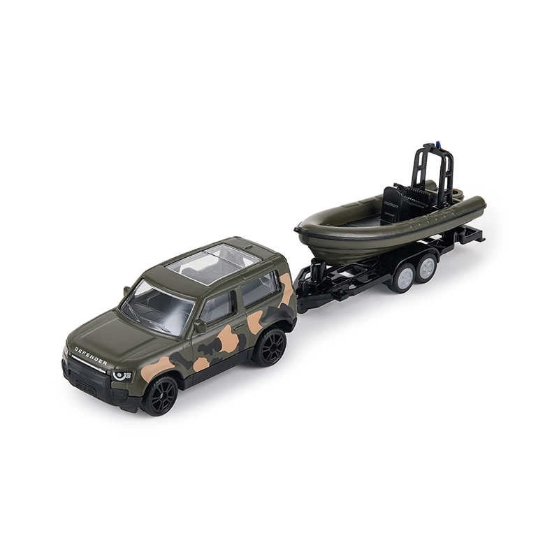 Siku set masinuta Military Land Rover Defender cu barca 3 ani+