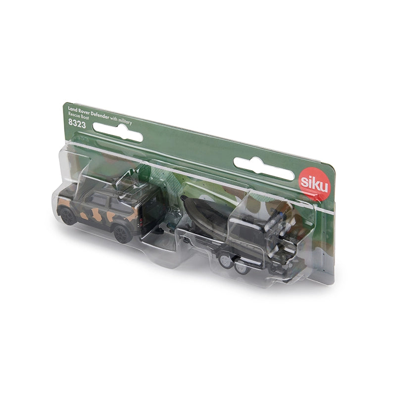 Siku set masinuta Military Land Rover Defender cu barca 3 ani+