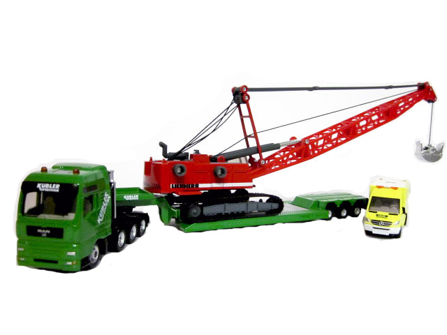 Siku Jucarie Masinuta Heavy Haulage Transporter With Excavator & Service Vehicle 3ani+
