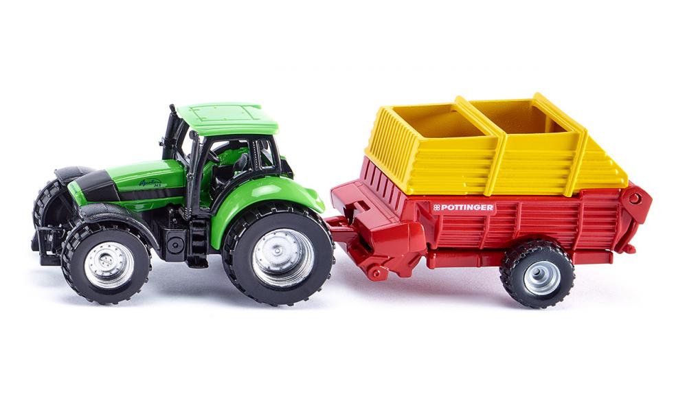 Siku jucarie masinuta tractor cu vagon de incarcare Pöttinger 3 ani+ 1676