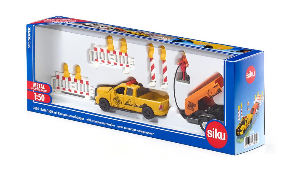 Siku masinuta Dodge RAM 1500 with Compressor Trailer scara 1:50, 3 ani+ Imagine secundară a produsului