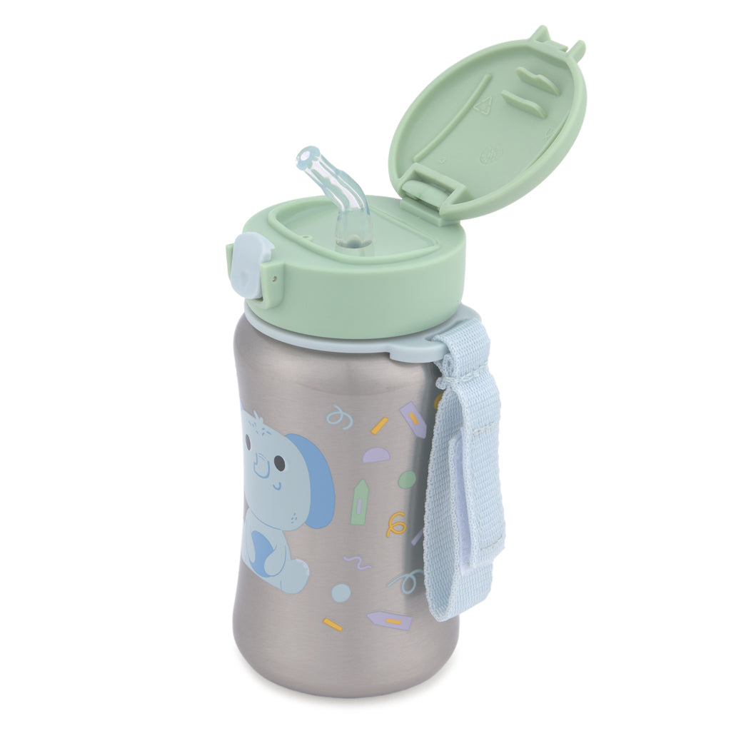 Skip Hop sticla cu pai din otel inoxidabil 350 ml 12m+ Besties Squad Elefant