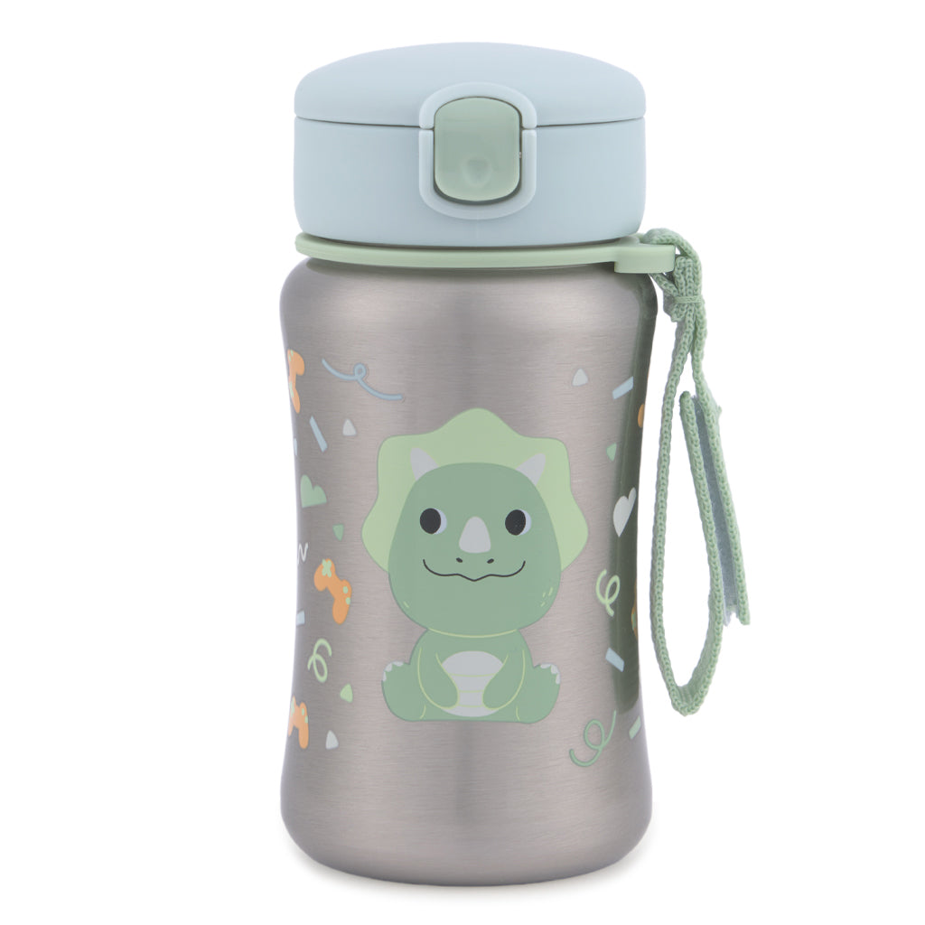 Skip Hop sticla cu pai din otel inoxidabil 350 ml 12m+ Besties Squad Dino