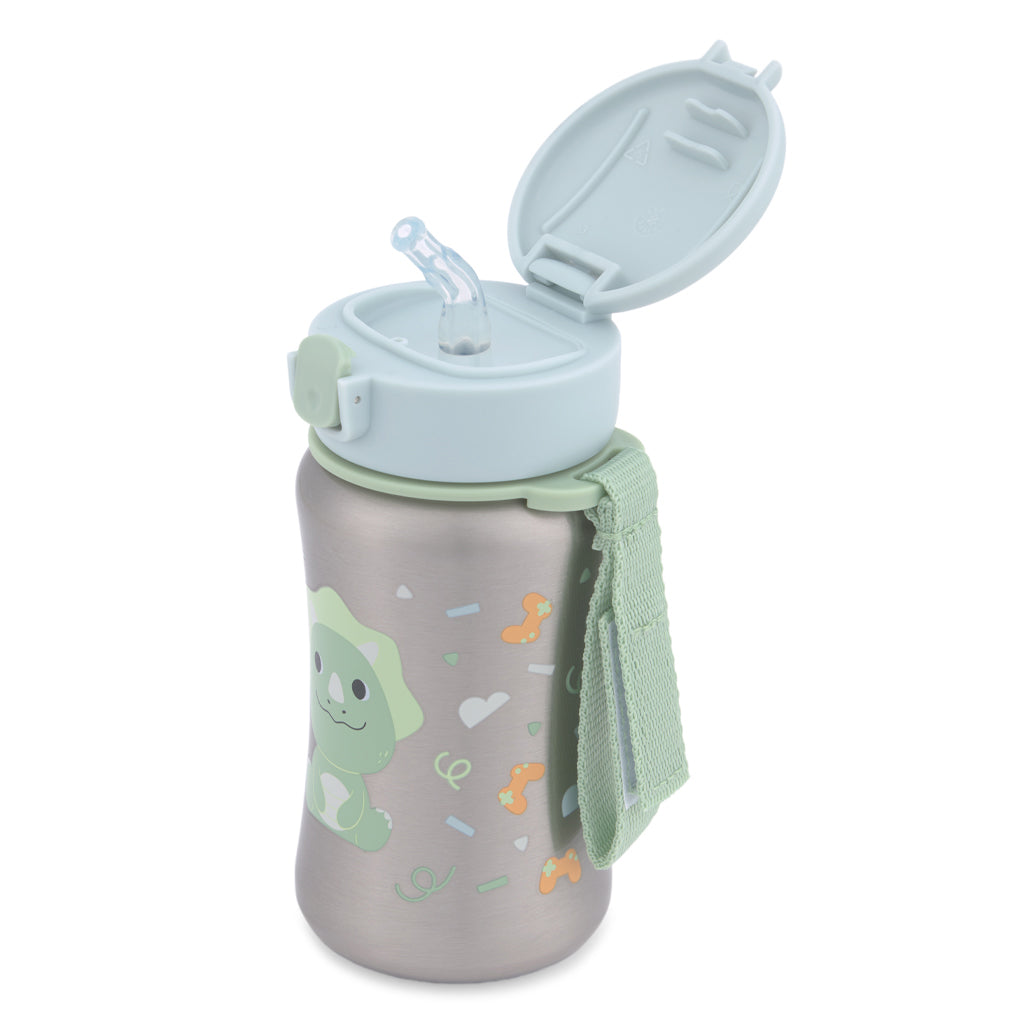 Skip Hop sticla cu pai din otel inoxidabil 350 ml 12m+ Besties Squad Dino