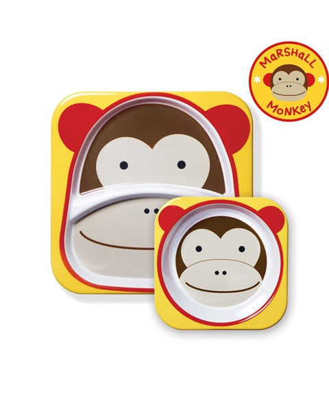 Skip Hop set farfurie si bol Zoo 6m+ Maimutica 252202 01