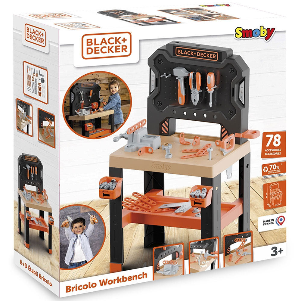 Smoby jucarie Atelier Black & Decker Bricolo Center cu 78 accesorii 3 ani+ 