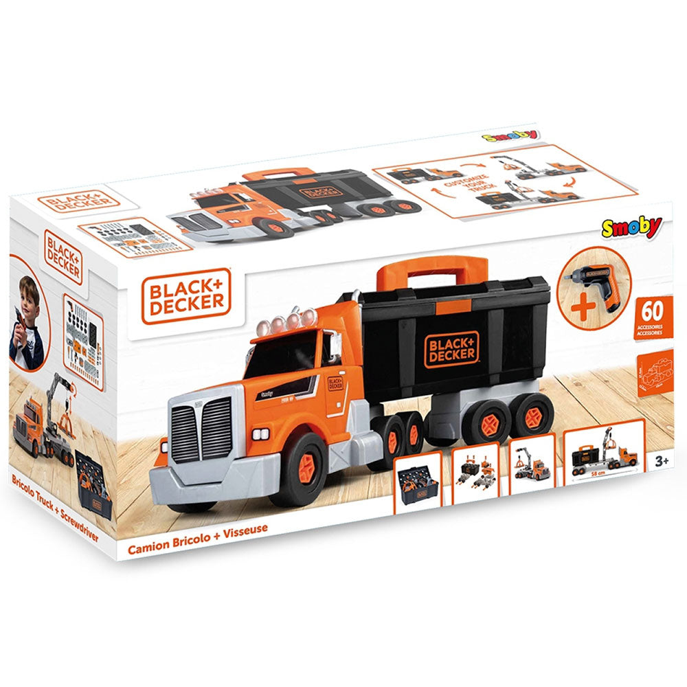 Smoby Set Camion si bormasina mecanica Black&Decker Bricolo Truck + Mini Drill 3 ani+ 