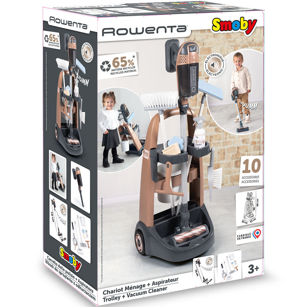 Smoby jucarie set curatenie cu troller si aspirator vertical Rowenta maro 3 ani+ 