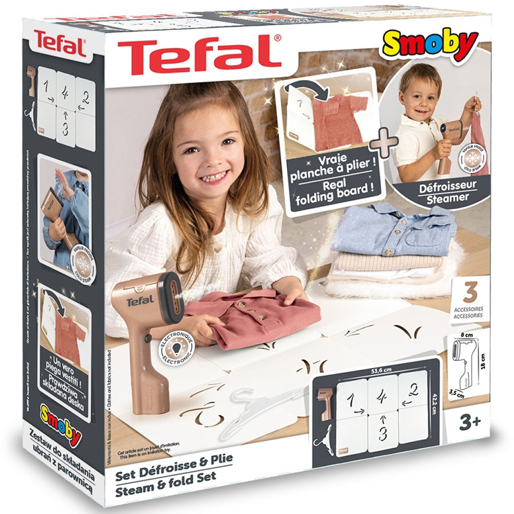 Smoby jucarie set Tefal Steam&Fold aparat de calcat cu 3 accesoriiy 3 ani+ 